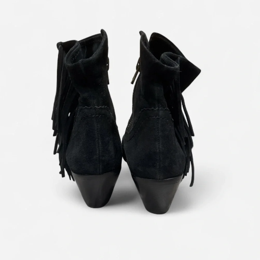 SAM EDELMAN Black Fringe Booties